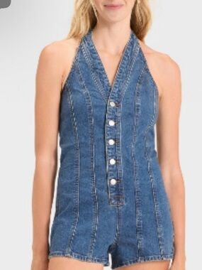 Women’s Denim Halter Romper - Sz 14